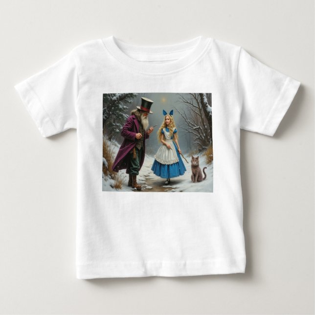 Camiseta blanca de bebé Winter Alice (Anverso)