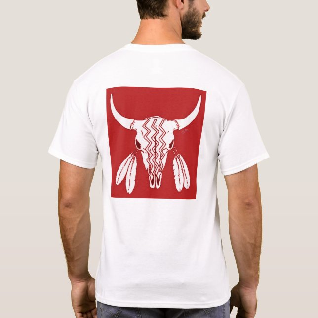 Camiseta blanca de Búfalo Fantasma Roja (Reverso)