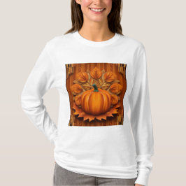 Camiseta blanca de calabaza de Naranja femenina