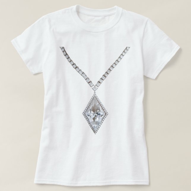 Camiseta blanca de collar de diamantes (Diseño del anverso)