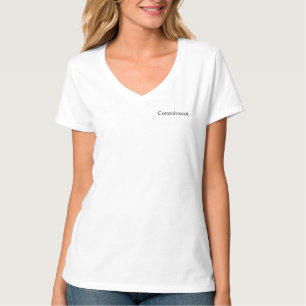 Camiseta blanca de cuello en V "Compromiso"