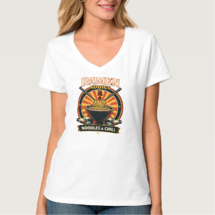 Camiseta blanca de cuello en V para mujer con Rame