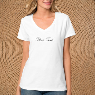 Camiseta blanca de cuello en V para mujeres / Pers