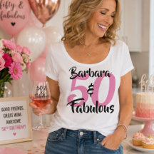 Camiseta blanca de cumpleaños personalizada 50 y f