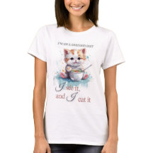 Camiseta blanca de felino divertido para gastrónom