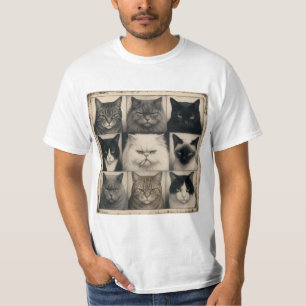 Camiseta blanca de gato old school