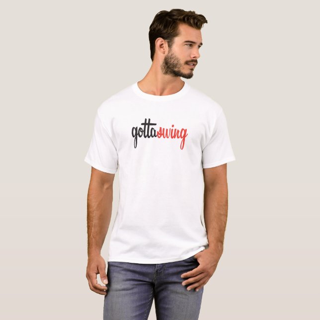 Camiseta blanca de Gottaswing de los hombres (Anverso completo)
