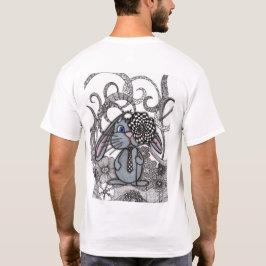 Camiseta blanca de hombre con estampado de conejo
