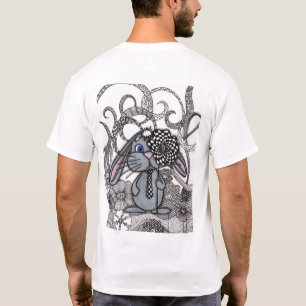 Camiseta blanca de hombre con estampado de conejo 