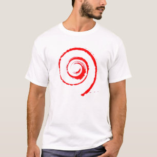 Camiseta blanca de hombre con giro rojo