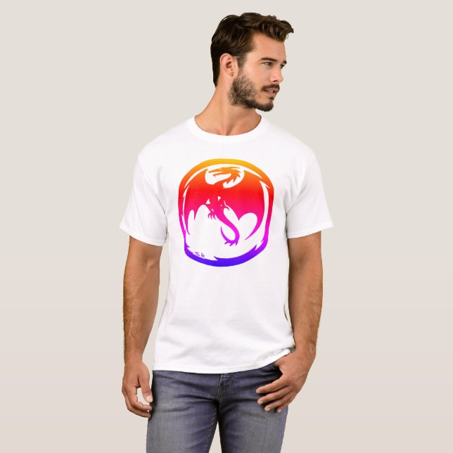 Camiseta blanca de hombre Neon Dragon (Anverso completo)