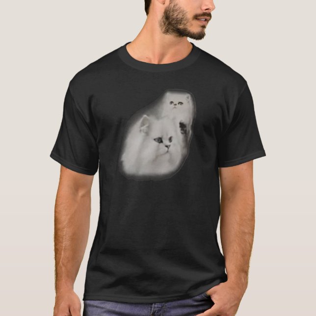 Camiseta blanca de la foto de la escuela del gato (Anverso)