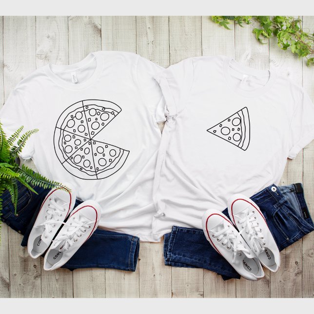 Camiseta blanca de la pareja divertida Pizza Slice (Subido por el creador)