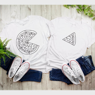 Camiseta blanca de la pareja divertida Pizza Slice