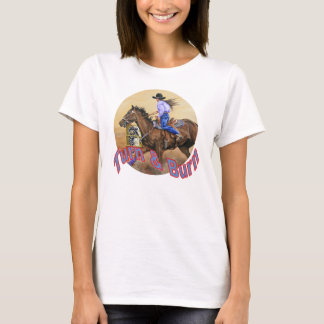 Camiseta blanca de la raza del barril de la mujer