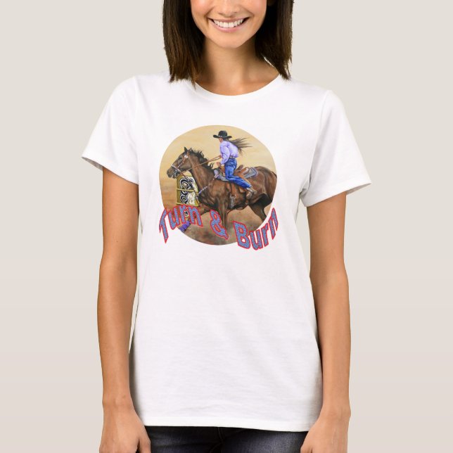 Camiseta blanca de la raza del barril de la mujer (Anverso)