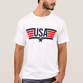 Camiseta blanca de las franjas estadounidenses
