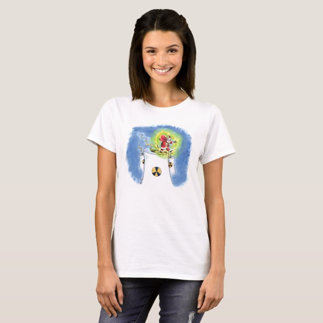 Camiseta blanca de las mujeres de Santa Claus desn (Anverso completo)