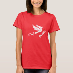 Camiseta blanca de los copos de nieve de la paloma