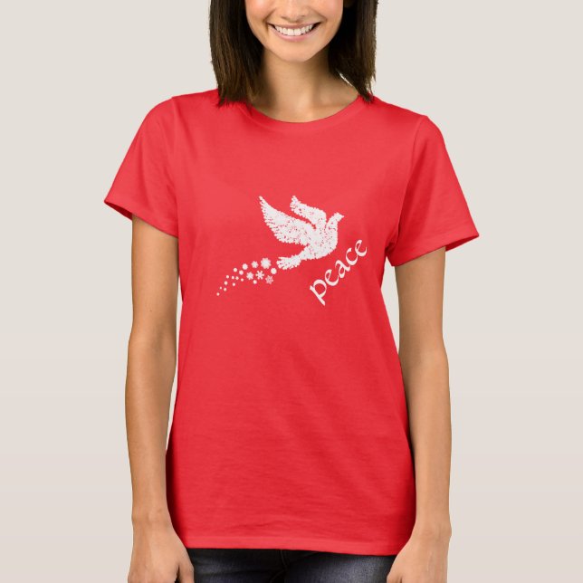Camiseta blanca de los copos de nieve de la paloma (Anverso)