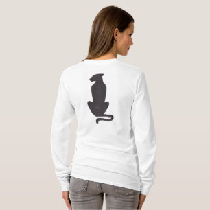 Camiseta blanca de manga larga con silueta de gato