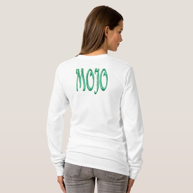 camiseta blanca de manga larga para mujeres mojo p (Reverso completo)