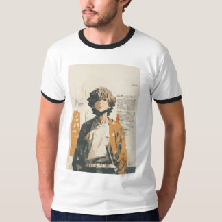 camiseta blanca de media manga con boceto estético