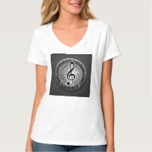Camiseta blanca de moda con símbolo musical