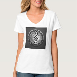 Camiseta blanca de moda con símbolo musical