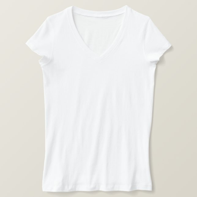 Camiseta blanca de moda de personalizado V-Neck (Anverso del diseño)