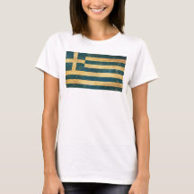 Camiseta blanca de mujer con la bandera de Grecia 