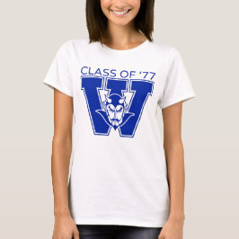 Camiseta blanca de mujer de la clase de 1977 de Wa