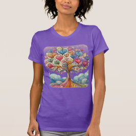 Camiseta blanca de mujeres con un árbol de corazon