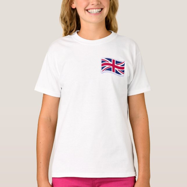 Camiseta blanca de niña con Union Jack (Anverso)