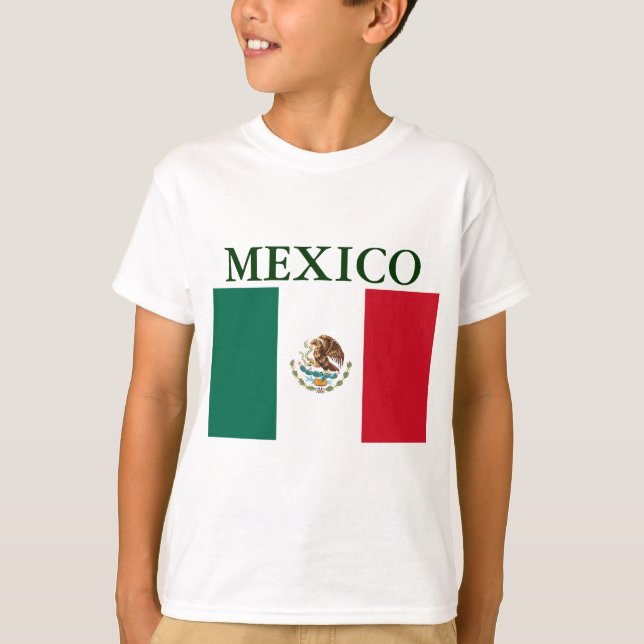 Camiseta blanca de niños con bandera de México (Anverso)