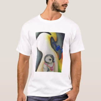 Camiseta blanca de pintura del pingüino