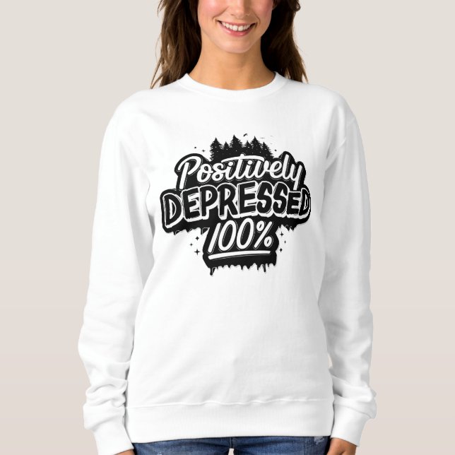 Camiseta blanca de sudadera deprimida positivament (Anverso)