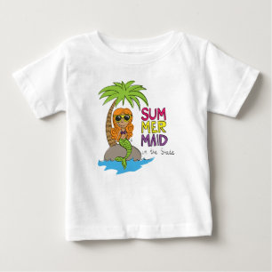 Camiseta blanca de verano de sirena linda bebé