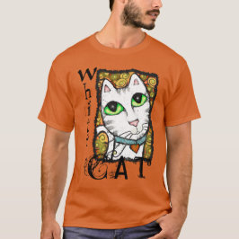 Camiseta blanca del arte contemporáneo del gato