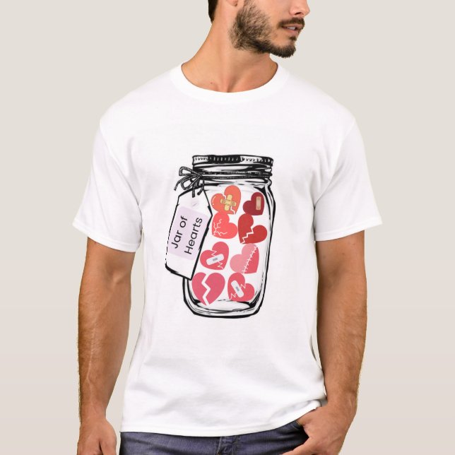 Camiseta blanca del corazón de los hombres (Anverso)