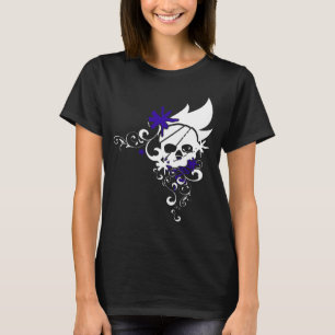 Camiseta blanca del cráneo del Grunge (púrpura)