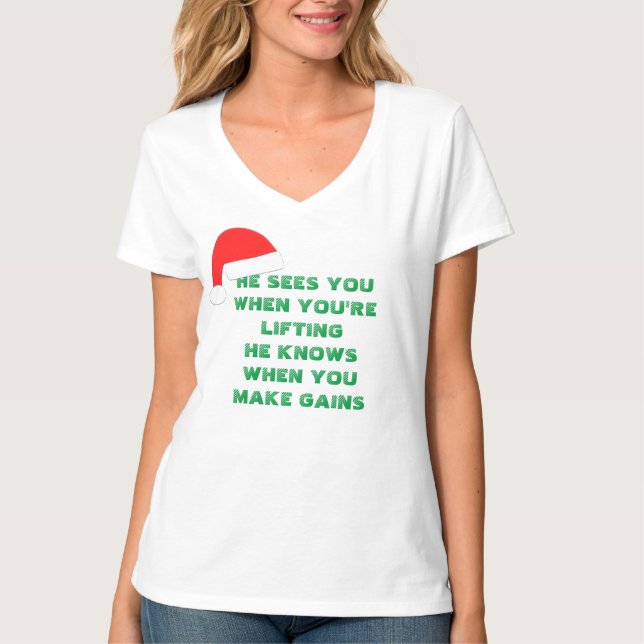 Camiseta blanca del cuello en v de los aumentos de (Anverso)