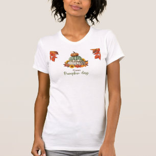 Camiseta blanca del día de la calabaza