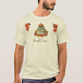 Camiseta blanca del día de la calabaza