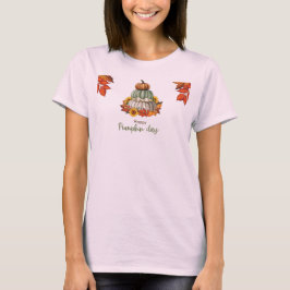 Camiseta blanca del día de la calabaza
