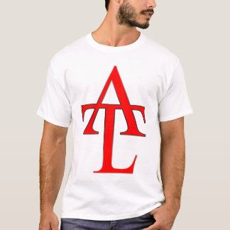 Camiseta blanca del logotipo rojo de ATL