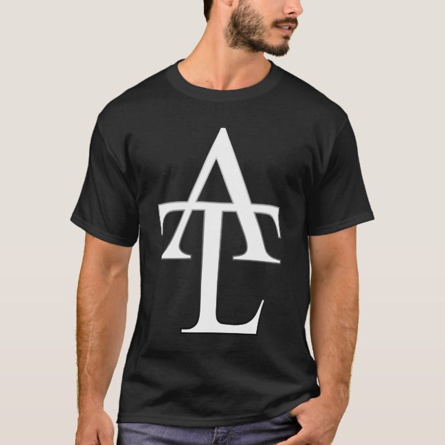 Camiseta blanca del negro del logotipo de ATL (Anverso)