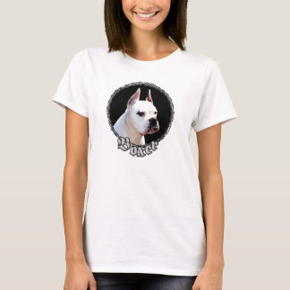 Camiseta blanca del perro del boxeador