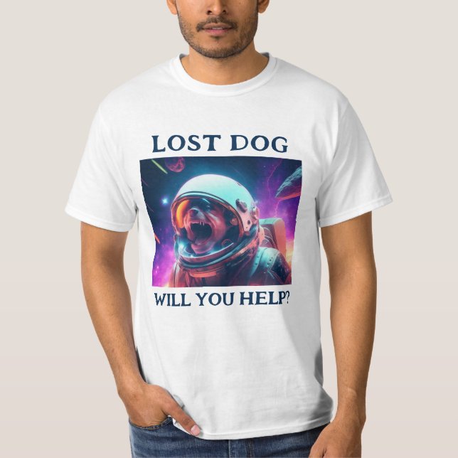 Camiseta blanca del Personalizable del perro perdi (Anverso)