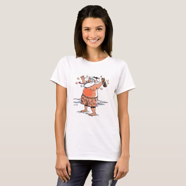 Camiseta blanca Drunk Santa Women (Anverso completo)
